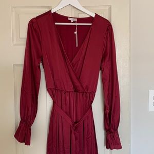 NWT Baltic Born Satin Faux Wrap Dress